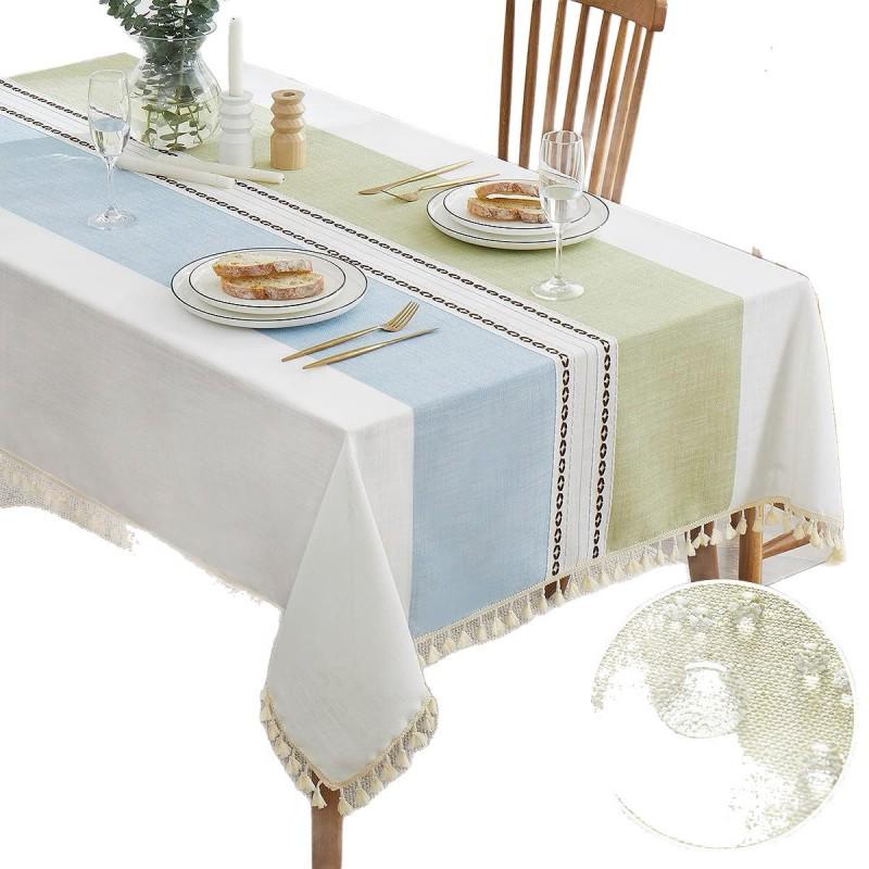 Waterproof Cotton Linen Tablecloth With Embroidery Oil-Resistant Washable Dining Table Cover Nordic Style Rectangle Mat