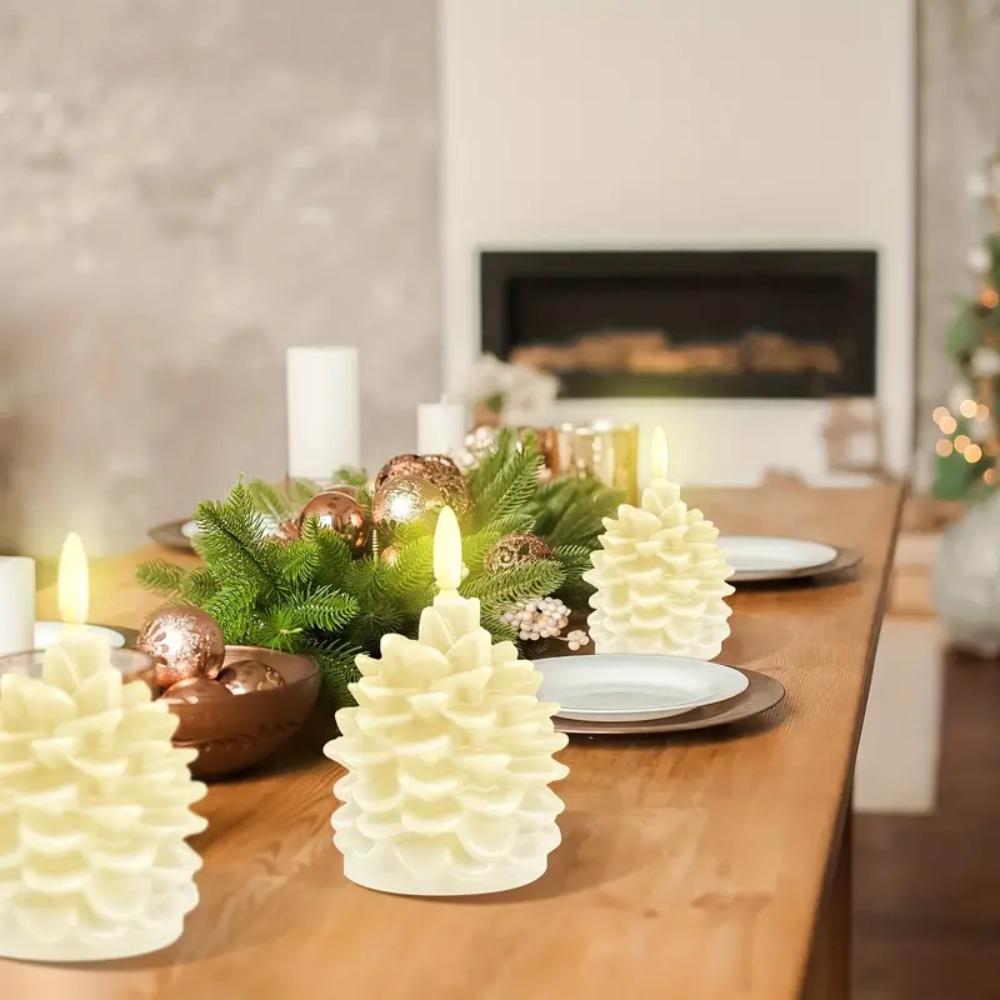 Flameless LED Candles Warm Color Light Electronic Candle Pine Cone Candle Light  Home