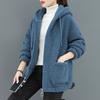Solid Color Lamb Wool Fleece Hoodie Women's Thick Winter Loose Korean Style Teddy Fleece Zip-Up Casual Coat