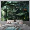 Aesthetic Swamp Abandoned House Tapestry, Dark Forest Haunted Cabin Wall Hanging, Gothic Witchy Decor For Bedroom Living Room