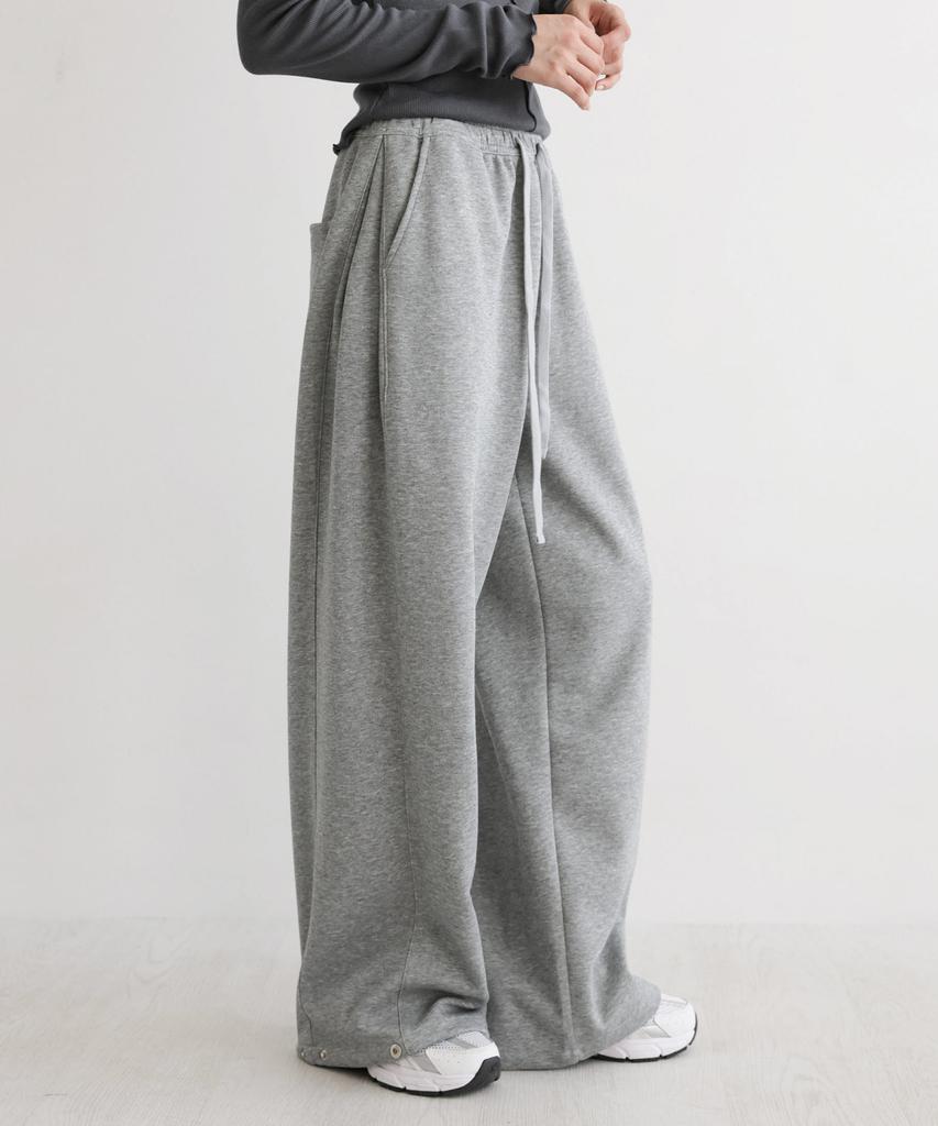 Ppaeppae Custom 2-Inch 2-Way Side Pintuck Hem Snap Button Elastic Waist Drawstring Wide Training Sweatpants 4 Colors (Short / Long 2 Types Of Length)