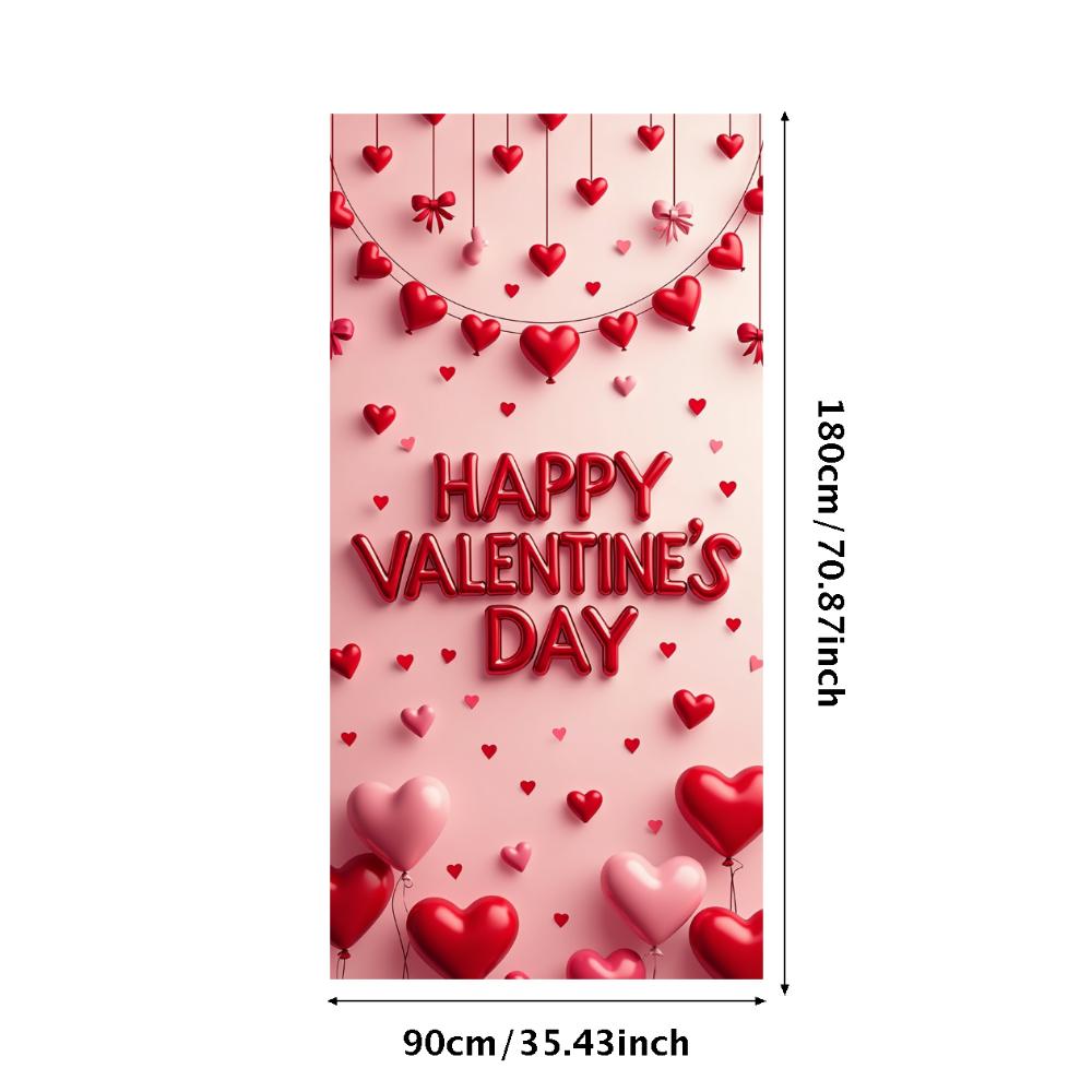 Valentine's Day Banner Backdrop Romantic Decorations Heart Background Red Love Celebration Photography Prop Party Supplies