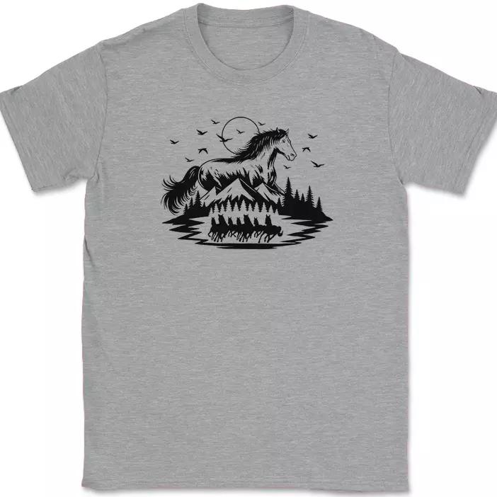 Horse With Nature T-Shirt Equestrian Rider Hobby Jocky Pony Gift Tee