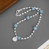 MONS Blue Aventurine Shell Beaded Necklace: Versatile, Light Luxury Beach Style for Vacations