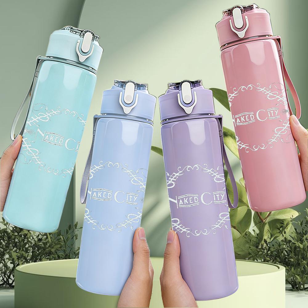 1PC Blank Faded White Minimalist Texture Print 750ml Portable Sports Water Bottle Leakproof Gym Outdoor Travel Drink Cup