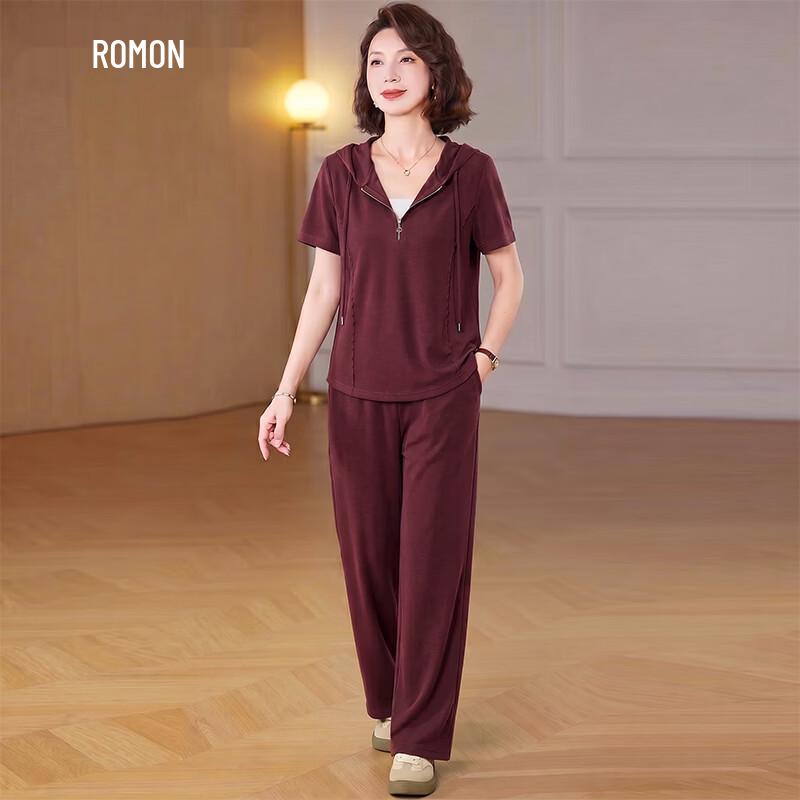 Lomon Women s Age-Reducing Summer Hooded Two-Piece Set M