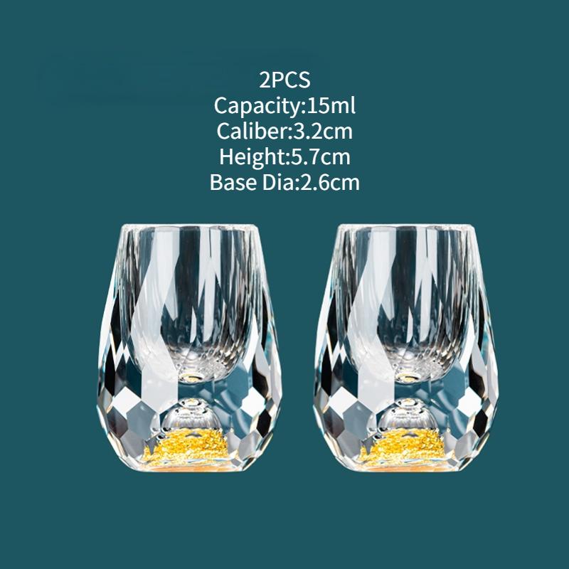 1/2Pcs Shot Glass Crystal Gold Foil Shot Glasses Chinese Style Sake Glasses For Wine Vodka Glasses Double Glass Wine Cup For Bar