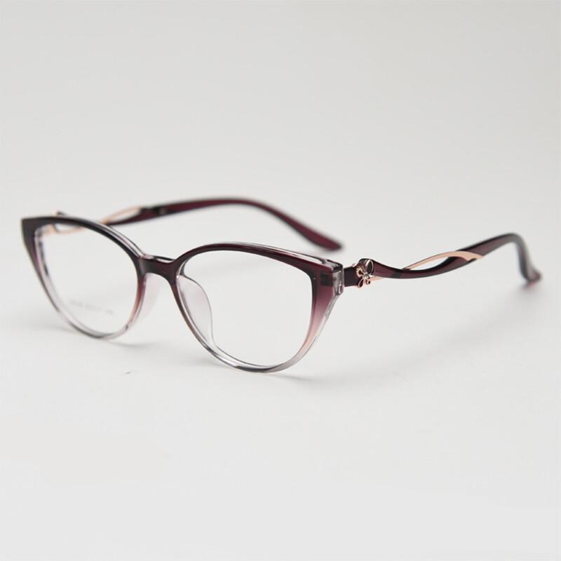 TR90 Cat Eye Myopia Glasses Women Fashion Metal Frame Blue Light Blocking Nearsighted Glasses -1.5 -2