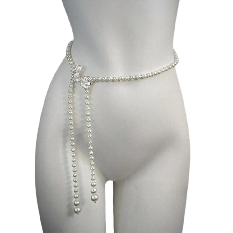 Elegant Waist Belt Aesthetic Stylish Charm Photo Props Belt for Jeans Dress Belt Body Jewelry Pearls Chain