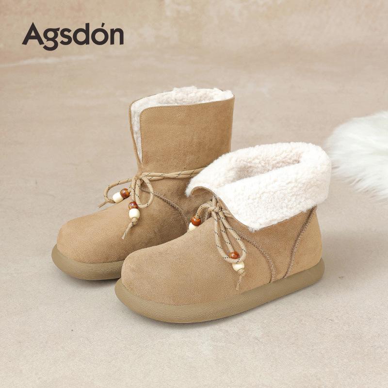 Augustus platform snow boots new autumn and winter piled thickened casual two wear medium tube short boots cotton shoes
