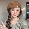 Solid Color Beret Hat Warm Peaked Caps New Forward Cap  Autumn