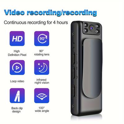 1080P High Definition Body Wearing Camera with Rotating Lens - Non-waterproof USB Rechargeable 450mAh Battery, Loop Recording, Infrared Night Vision
