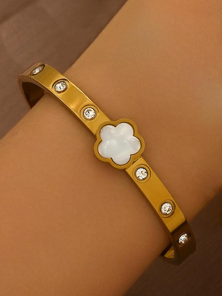 Elegantes Zirkonarmband - Weißer Titanstahl für Damen