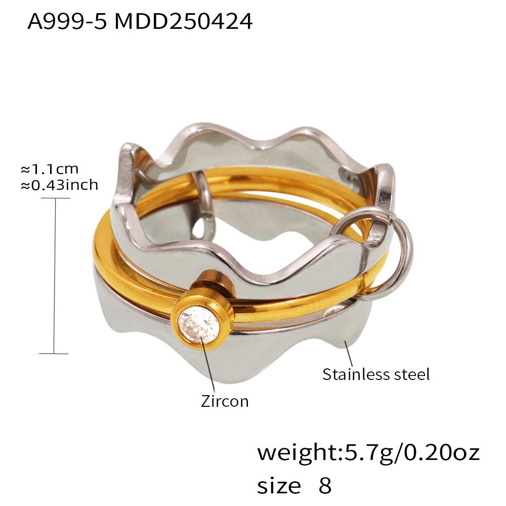 Zirconia Multi-layer Plain Band Ring - Street Hip Hop European American Style Finger Ring Size 8