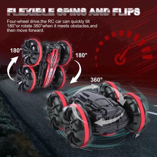 RC Car for Kids, Amphibious Off-Road Vehicle, 4WD Stunt Car, Popular Remote Control Car for Kids, 360-Degree Rotation, Waterproof, Off-Road RC Car, Pe