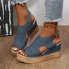 Large size casual wedge heel sandals for women 2025 summer new muffin thick-soled fish mouth word sandals for women