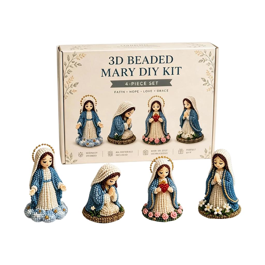 3D Beaded DIY Craft Kit for Beginners and Adults Four Piece Handmade Beadwork Set Including Step by Step Instructions and Materials