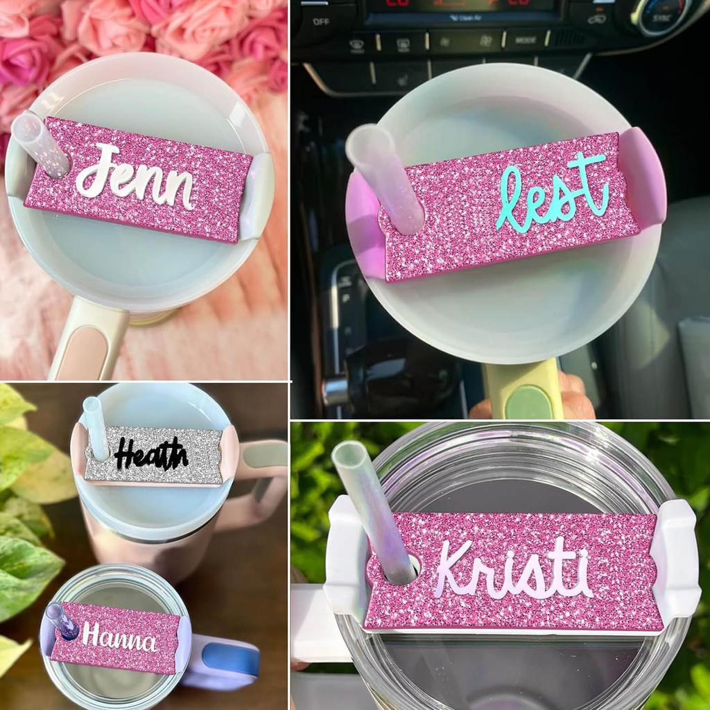 Pack of 12 Eye Catching Lid Labels Acrylic Decals Blank Cup Nameplate Acrylic Decorative Sheets Acrylic Material for Cup