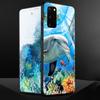 Blue Sea Animal Cute Dolphin Glass Case For Samsung Galaxy S21 S20 Ultra S10 Plus Lite S20fe 5g S10e S9 S8 Bumper Cover Funda