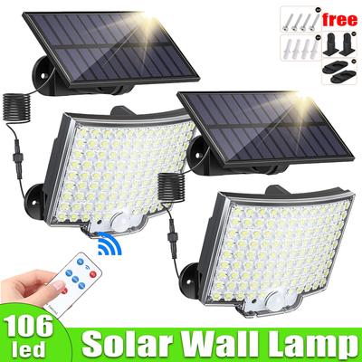 LED 100106 Solar Motion Light Outdoor Separate Panel Solar Flood Lights 3 Light Modes for Garden Garage Waterproof Wall Lights