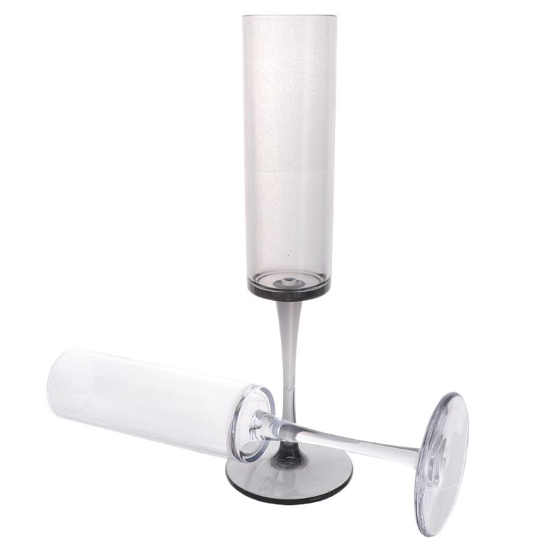 1Pc Transparent Black Goblet Glass For Wedding Party Toasting Cups Champagne Plastic Cups Home Bar Wine Glasses