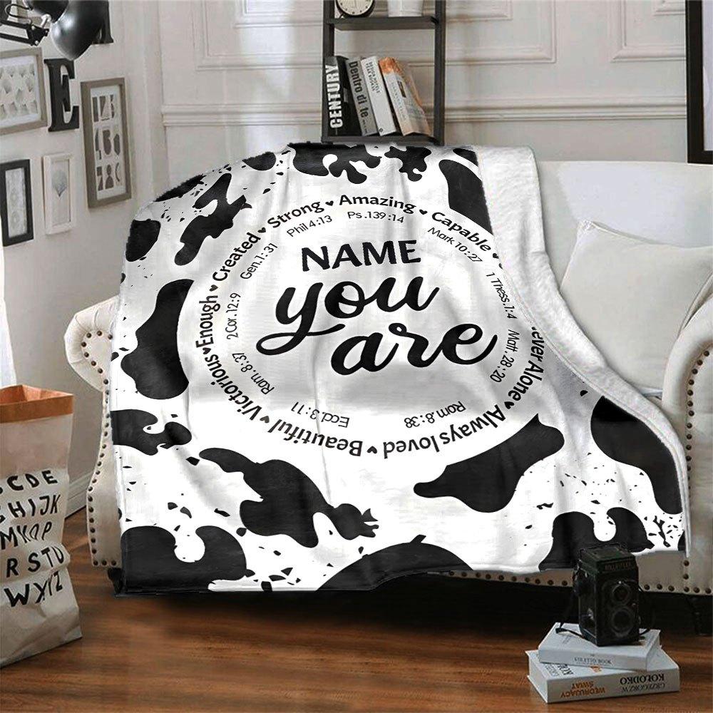 Cow Print Home Customize Your Name Blankets Soft Cozy And Lightweight For Yearround Use Perfect For Picnics Sofa Relaxation Office Warmth Bedding