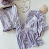 Winter Velvet Three-Piece Sexy Pajama Set: Camisole with Sweet Lace, Internet Celebrity Style for Ladies' Home Wear