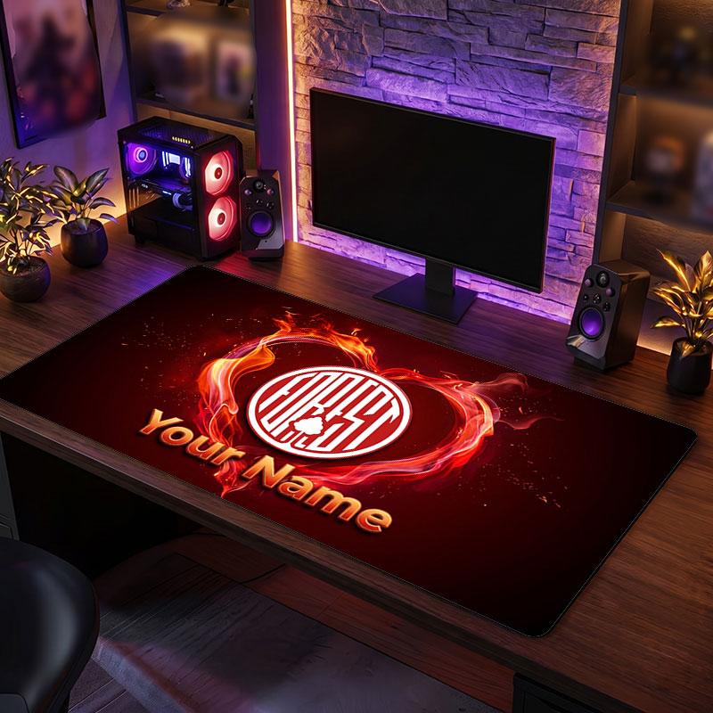 Nottingham Forest Custom Large Mouse Pad, Personalized Name Text Print, Football Logo Non‑Slip Desk Mat Gaming Gift