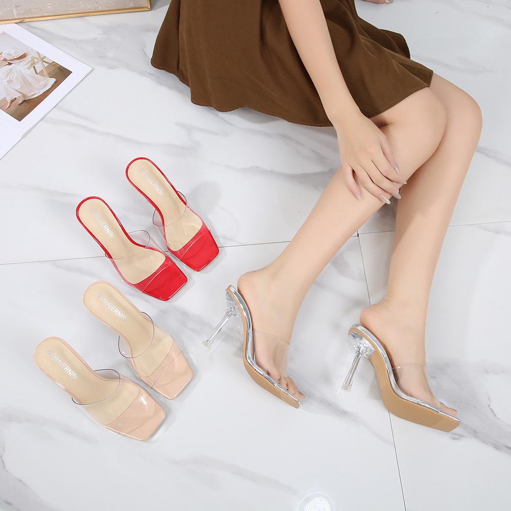 

Summer new fish mouth women s cool slippers sexy wine glass stiletto heel large size high heels 36