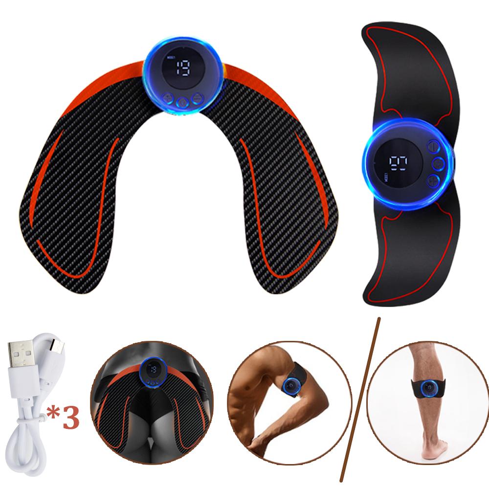 Electric Muscle Stimulator EMS Abdominal Fitness Stickers Rechargeable Body Slim Massager Wireless LCD Display Buttocks Trainer