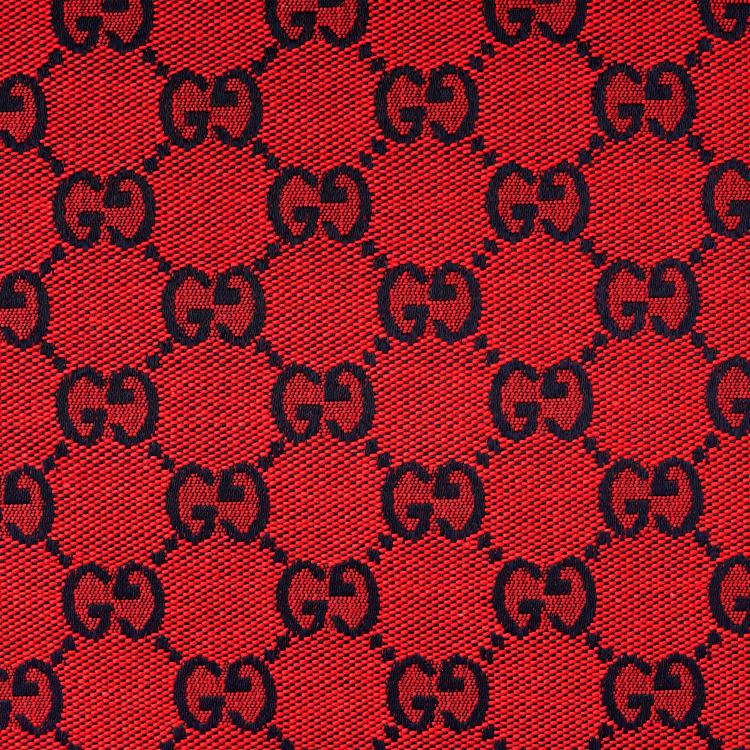 Gucci Red GG Monogram Canvas Leather Trim Wristlet Clutch Pouch For Unisex Daily Use