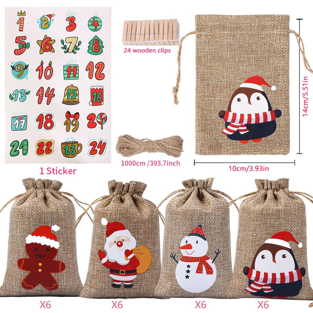 Christmas Gift Bags with Drawstring Closure - Santa, Reindeer, Snowman Designs -  Bonbons Verpakking Packaging Gift Bags