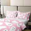 Halloween Ghost Pink White Three-Piece Quilt Cover Digital Printing Bedding Set Bed Cover
