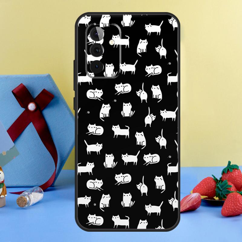 Cute Cartoon Cat Case For Samsung Galaxy A35 A55 A15 A54 A34 A14 A52 A32 A12 A13 A33 A53 A17 A16 A26 A36 A56