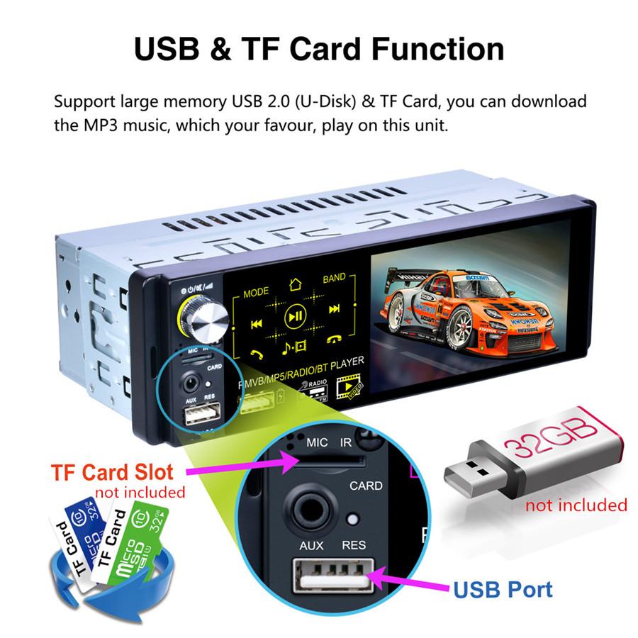 4.1" 1DIN Radio Stéréo Bluetooth FM Double USB MP5 Joueur de commande de Volant