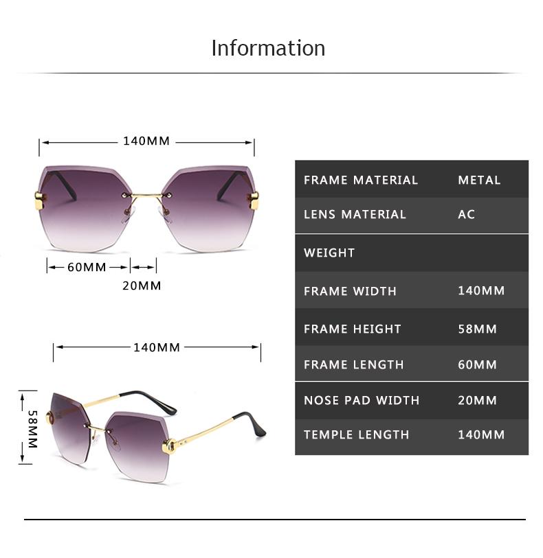 Mode Übergroße Randlose Sonnenbrille Damen Berühmte Luxusmarke Design Sexy Vintage Dame Sommerstil Sonnenbrille