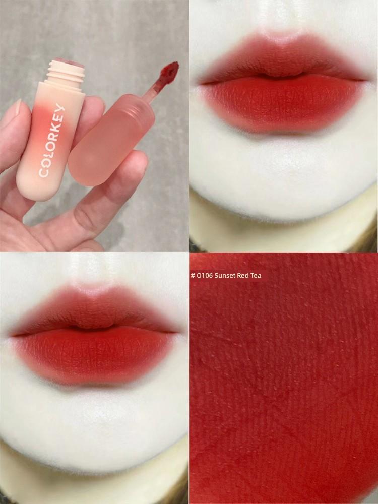 Colorkey Kelaqi Lip Lacquer Women's Velvet Matte Finish Milk Tea Color 730 Lipstick Nude Color Series Ice Cream 723