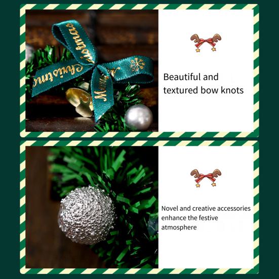 Christmas Wreath Decoration Mini Wreath with Bow And Bell Artificial Greenery Wreath for Tree Door Wall Holiday Home Decoration