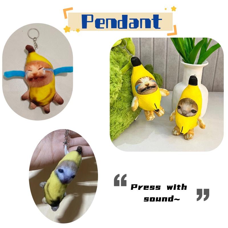 Cute And Soft 20cm Banana Cat Plush Keychain With Sound