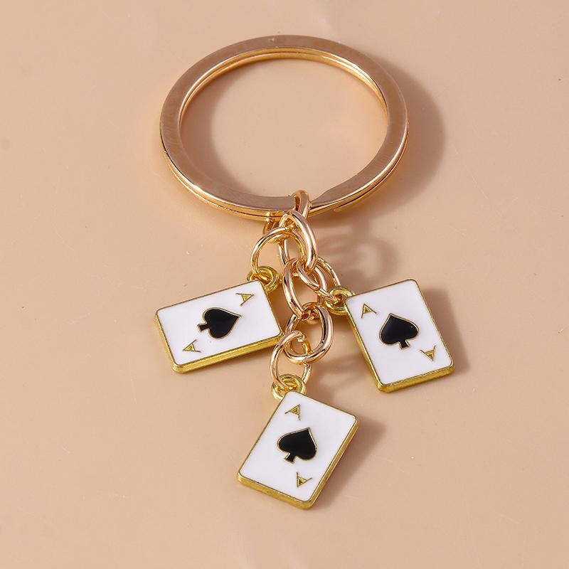 Creative Enamel Heart Ace Poker Keychain Playing Cards Keyring Pendants for Women Girl Handbag Accessories DIY Jewelry Gifts
