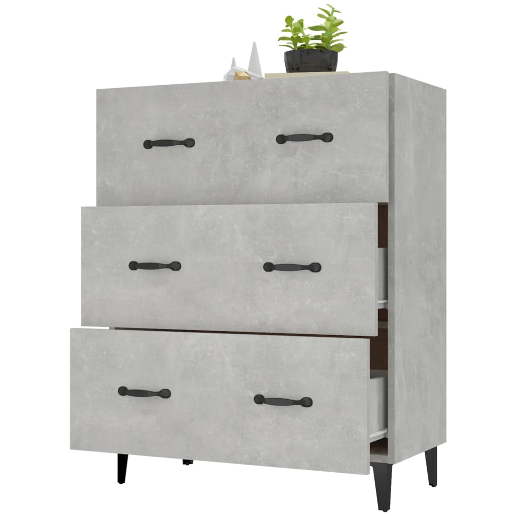 Vidaxl Szafka, Szarość Betonu, 69,5X34X90 Cm, Materiał Drewnopochodny