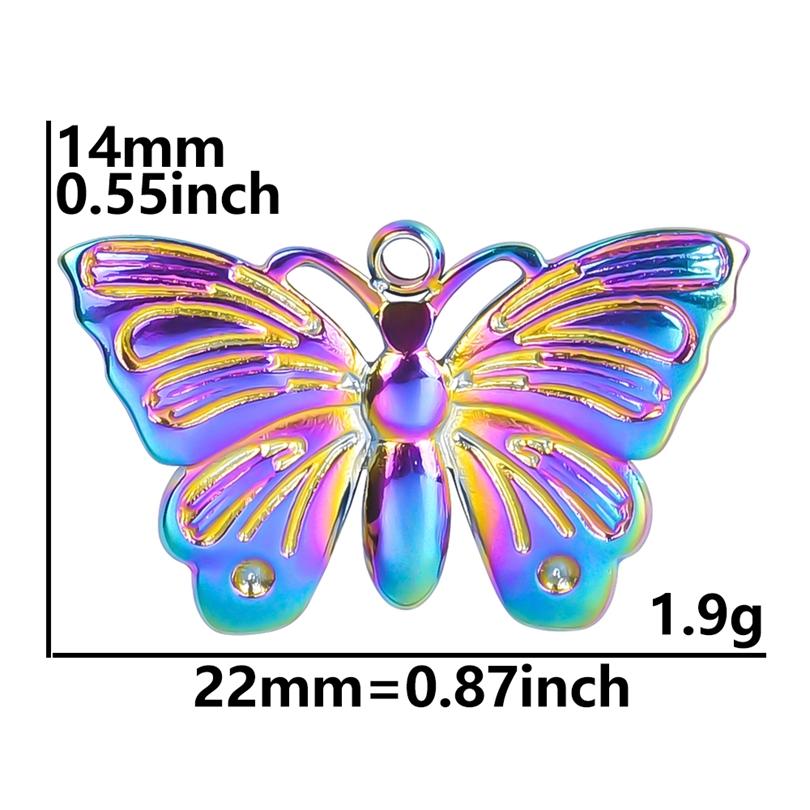 Fashion Rainbow Color Stainless Steel Butterfly Charms For Jewelry Making Supplies Animal Pendant Charm Bee Wolf Insect Findings