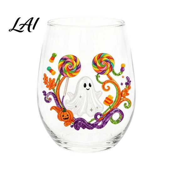 Fall Harvest Party Supplies Halloween Theme Glass Tumbler Ghost Black Cat Skull Pumpkin Hand Painted Cups Cup Spooky Lead-free Glassware for Party