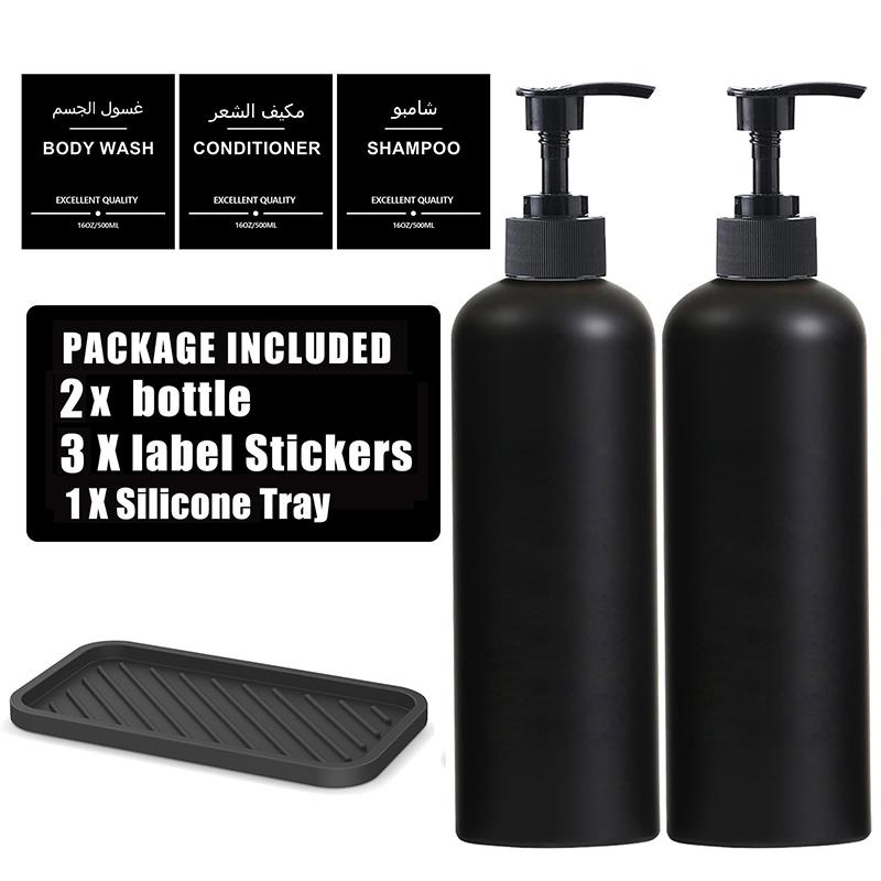 500ml Bathroom Soap Dispenser With 3 Labels Refillable Shampoo Bottle Container Wall Mounted Hanger Bottle Holder
