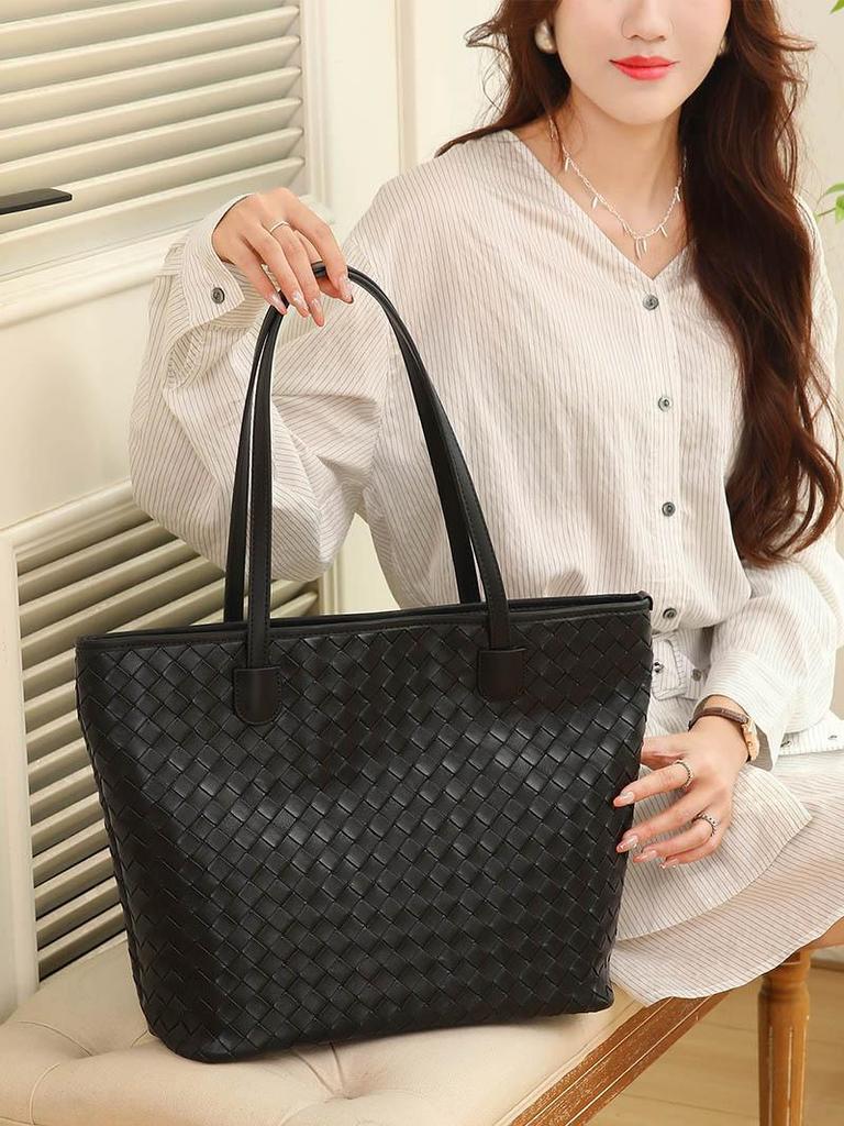 Trendy High-Capacity Woven Tote: 2025 Women's Crossbody & Shoulder Handbag