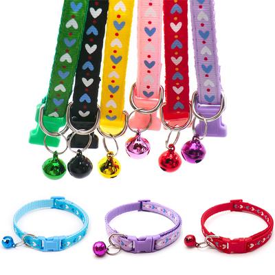 Dog Cats Heart Cute Bell Adjustable Collars Fashion Pet Colorful Pattern Pet Accessories Puppy DIY Dog Collar