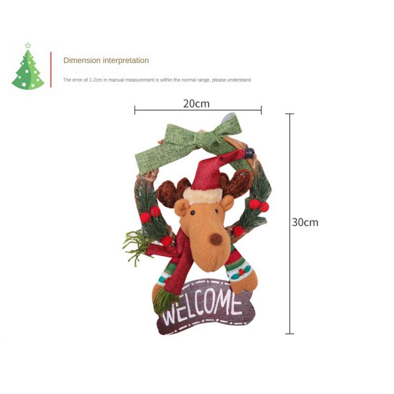 Christmas Wreath Garlands Santa Claus Snowman Hanging Garland for 2025 New Year 2024 Xmas Navidad Decoration Ornaments