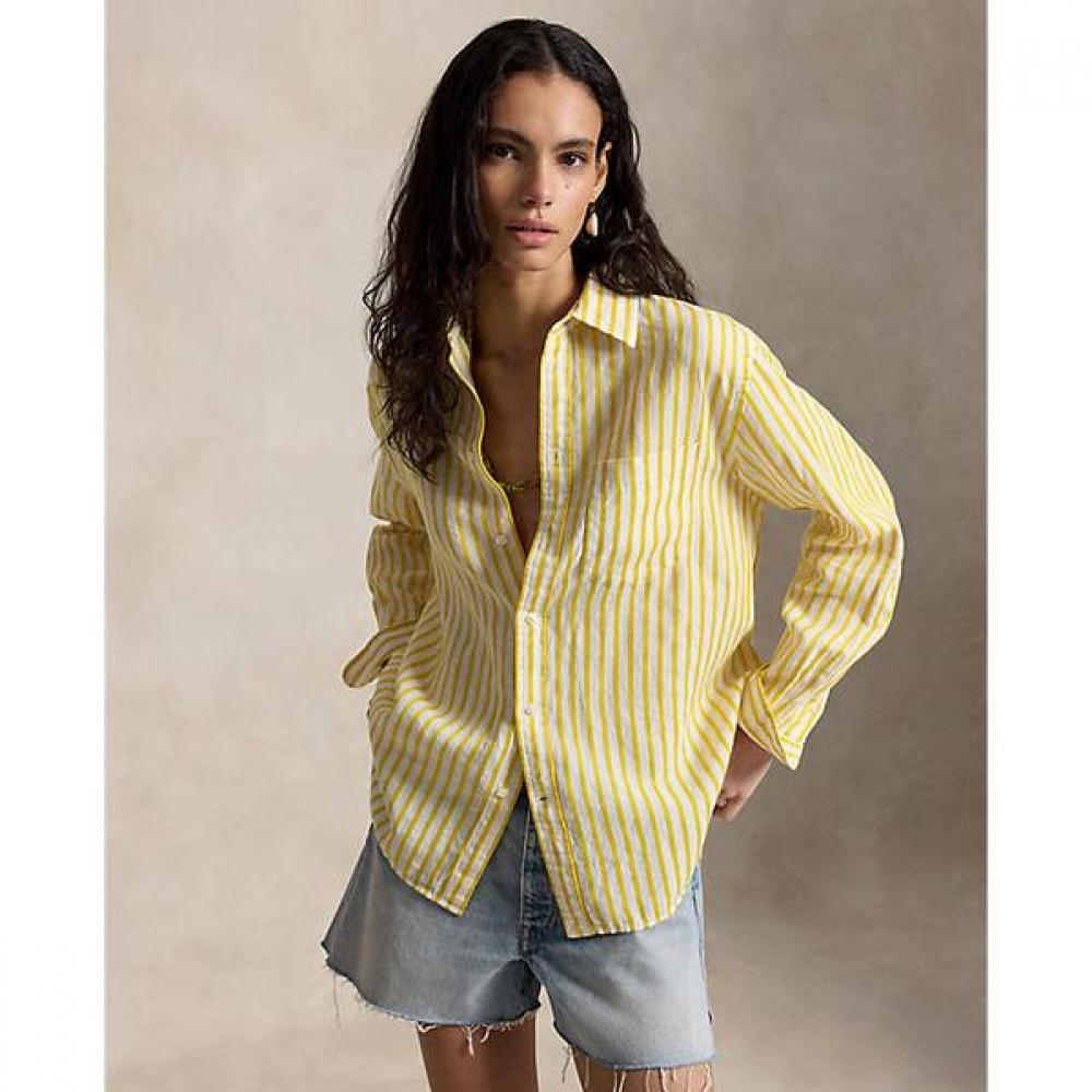 Polo Ralph Lauren Women S overSized Stripe Linen Cotton Shirt wmpoShtndo21168100 XS