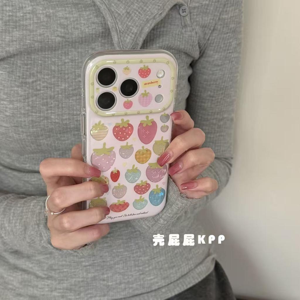 Semi-transparent Cute Strawberry Girl for iPhone17promax Apple 16pro Mobile Phone Case 15pro Popular 17