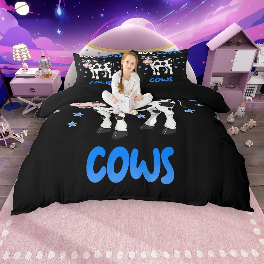 Homewish Rustic Highland Cow Duvet Cover Set, Farm Animal Bedding Set, Farmhouse Lodge Cabin Comforter Cover Set